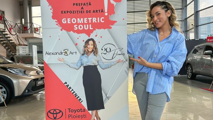 Expoziție de pictură “Geometric Soul” în showroom-ul Toyota Ploiești: “Mintea să fie redusă la tăcere și să ne lăsăm ghidați de simțuri” 11 expoziție, pictură, Alexandrav, Alexandra Valentina Georgescu, Toyota Ploiești, Geometric Soul, program vizitare, tablouri, expoziție cu vânzare
