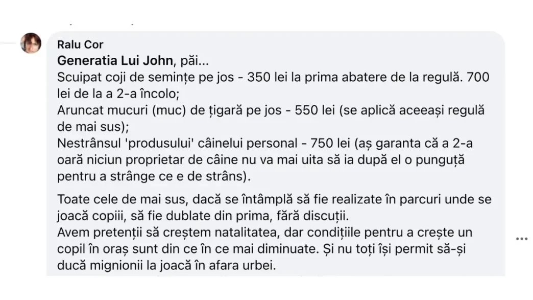 amenzi, propuneri, Ploiești, reacție, gunoaie, parc, Raluca, scuipat coji semințe, comentariu, facebook