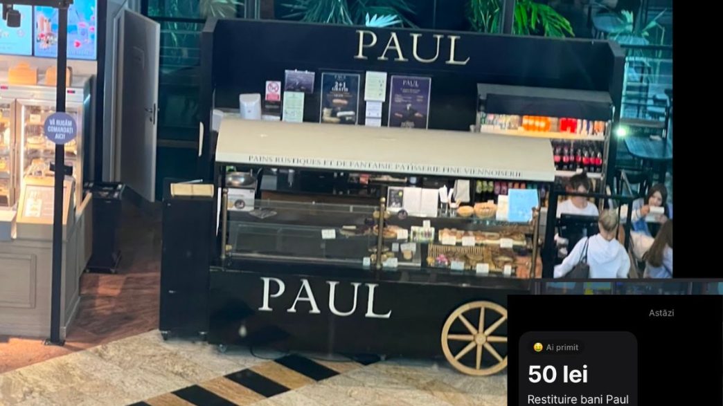 I-am înmânat 100 de lei, dar mi-a dat rest la 50 de lei. Pățania mea la Paul din mall Băneasa Shopping City 2 pățanie, Paul, mall, Băneasa Shopping City, 100 de lei, bani pe Revolut, rest