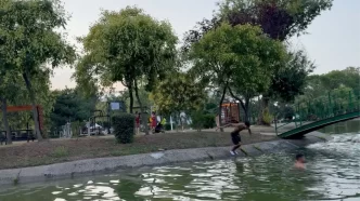 tineri, la scăldat, caniculă, lac artificial, Parcul Tineretului, Sala Sporturilor, parc Ploiești, video