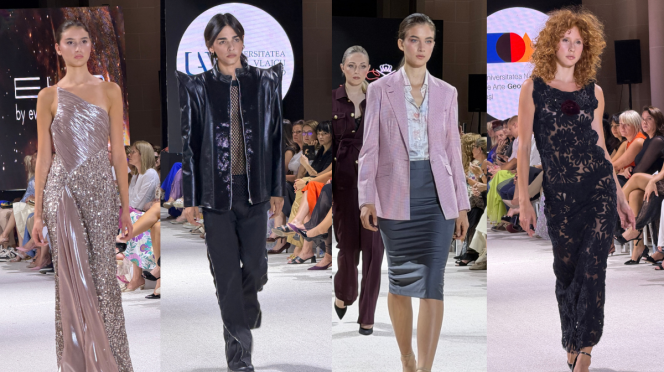 BLOOM Fashion Festival 2026, prezentare de modă pe podiumul din Sala Coloanelor a Palatului Culturii din Ploiești.