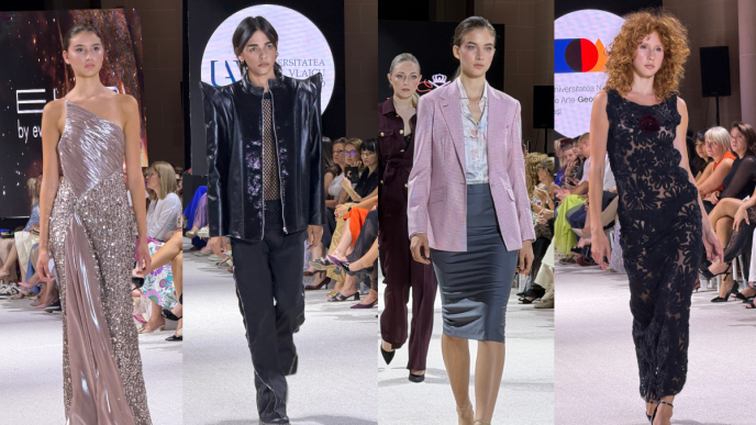 BLOOM Fashion Festival 2026, prezentare de modă pe podiumul din Sala Coloanelor a Palatului Culturii din Ploiești.